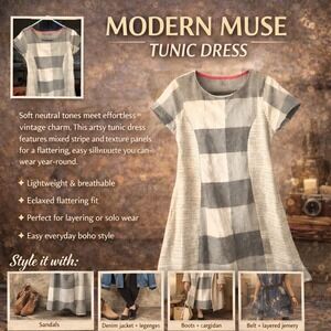 Vintage‎ uniqurle Tunic Dress Womens Large Boho Artsy L